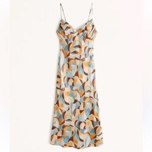 Abercrombie & Fitch Satin Slip Midi Dress